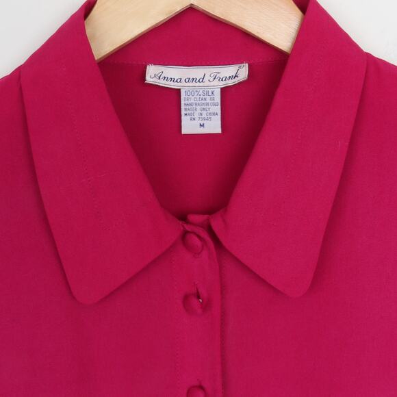 Vintage Magenta Silk Shirt M - Picture 3 of 4